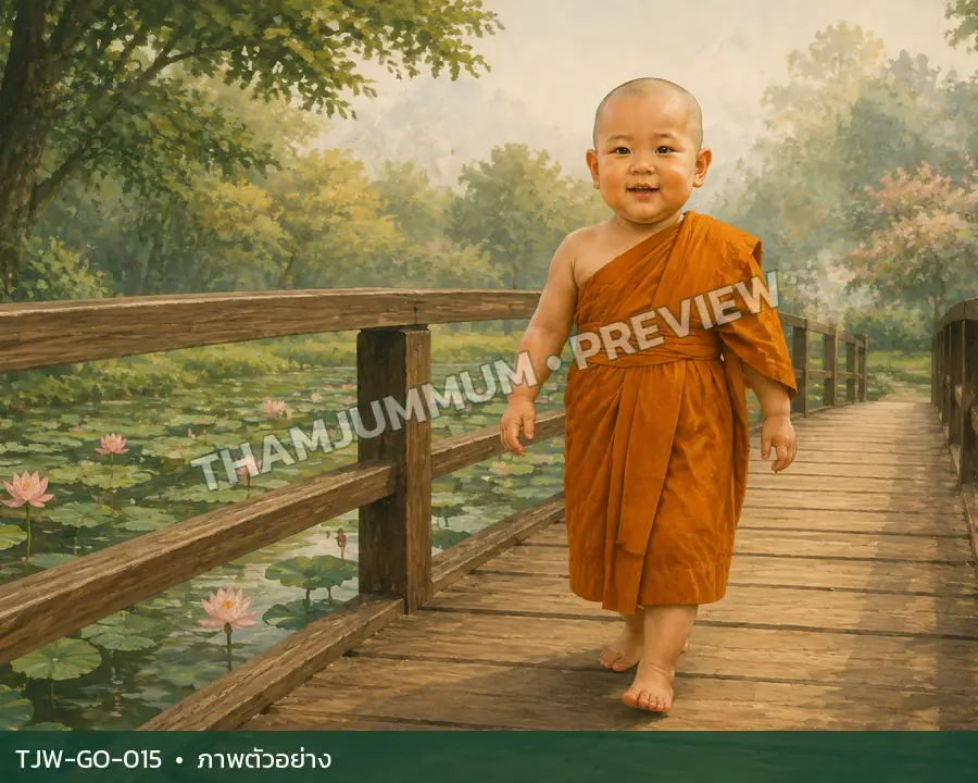 TJW-GO-015 สะพานไม้ข้ามสวนบัว