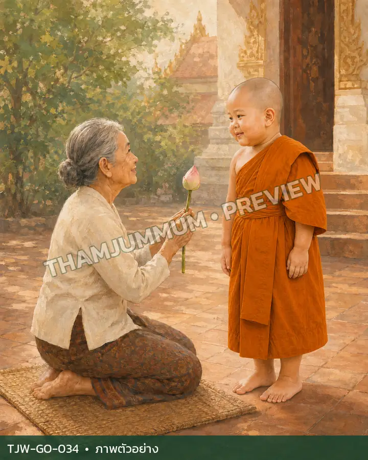 TJW-GO-034 คุณยายถวายดอกบัว