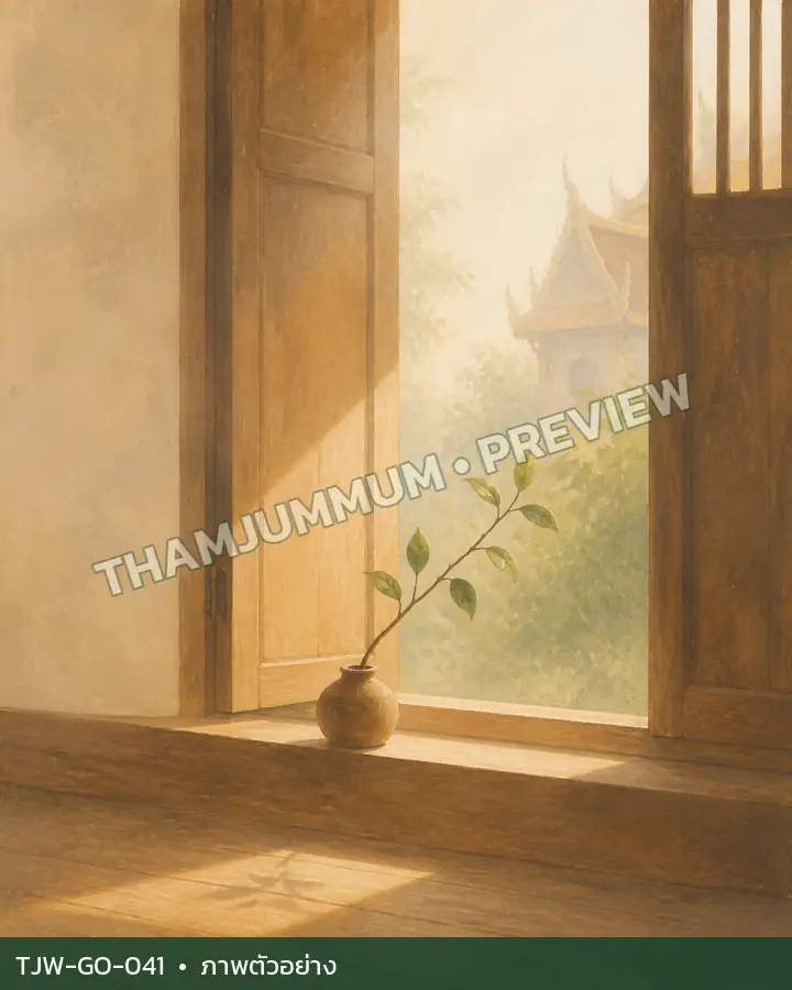 TJW-GO-041 หน้าต่างไม้กับแสงเช้า