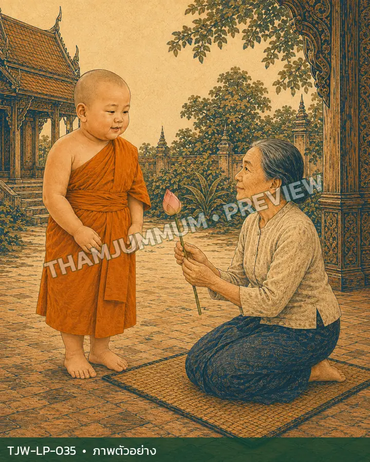 TJW-LP-035 คุณยายกับดอกบัว