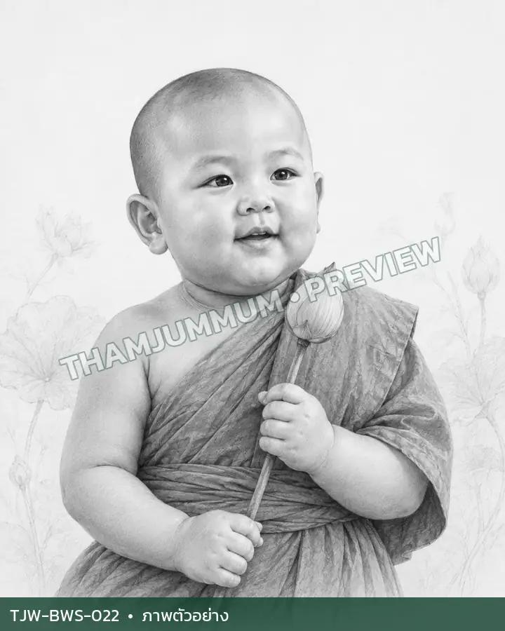 TJW-BWS-022 ดอกบัวตูมกับพื้นขาว
