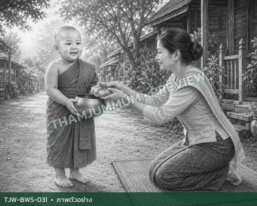 TJW-BWS-031 ใส่บาตรยามเช้าขาวดำ