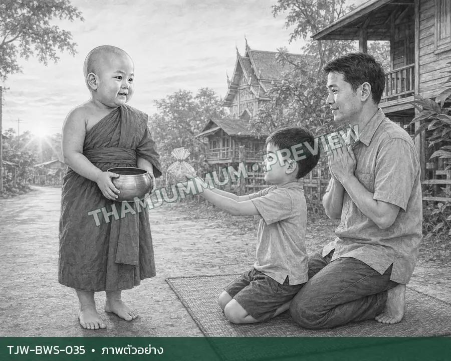 TJW-BWS-035 พ่อพาลูกใส่บาตร