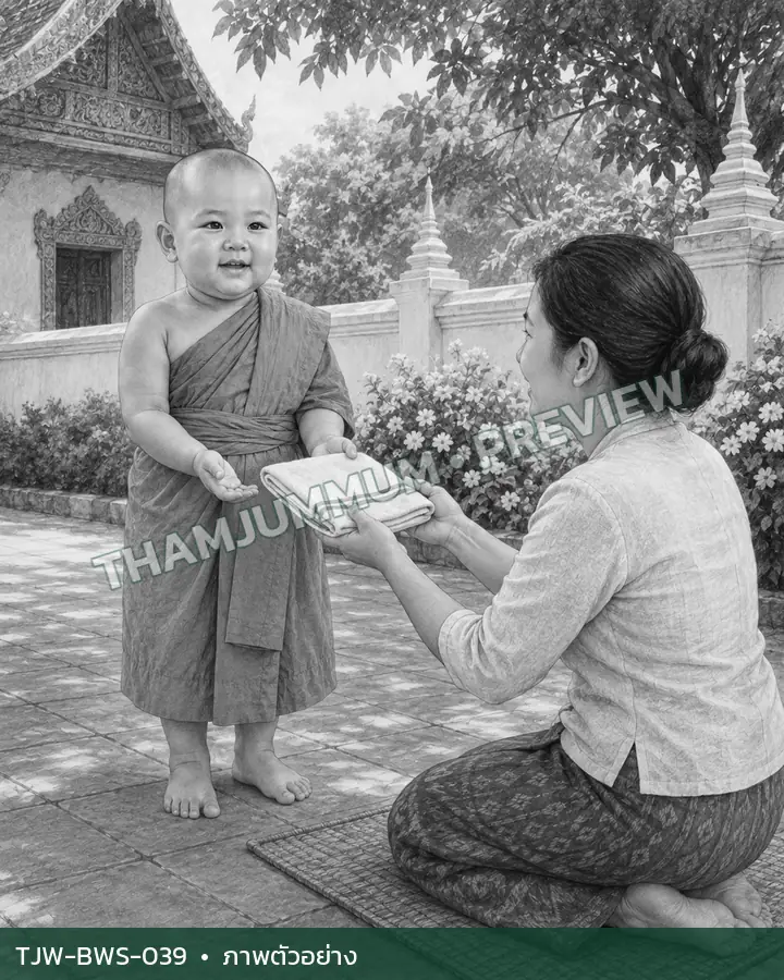 TJW-BWS-039 ชาวบ้านถวายผ้าใช้สอย