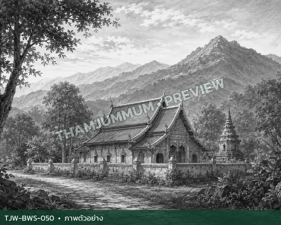 TJW-BWS-050 ภูเขาหลังวัดในแสงเช้า