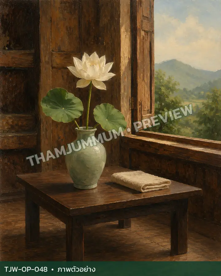 TJW-OP-048 บัวขาวข้างหน้าต่าง