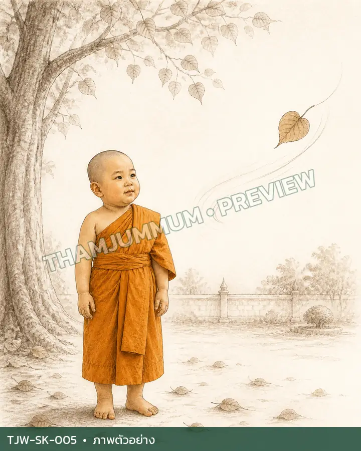 TJW-SK-005 ใบโพธิ์กับเส้นลม