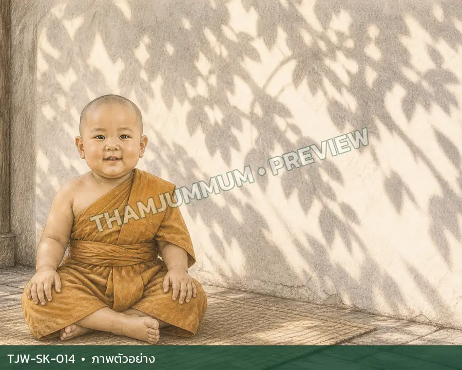 TJW-SK-014 กำแพงขาวกับเงาใบไม้